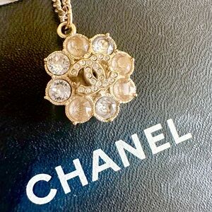 CHANEL Necklace Crystal Pendant